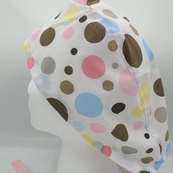 Accessories - Polka Dots White, Pink & blue Surgical Scrub Cap